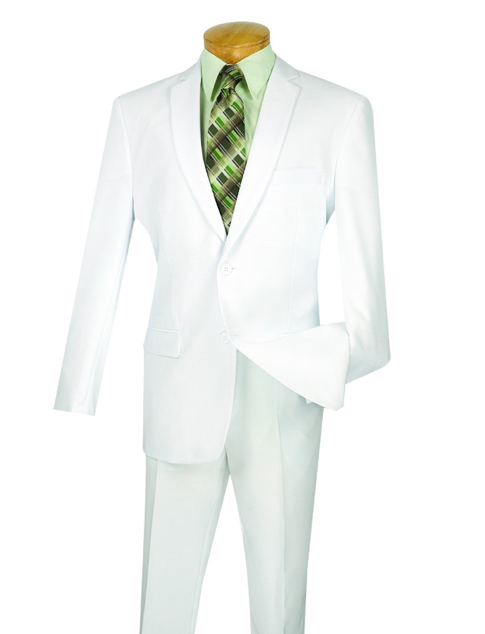 Lucci 2-Button with Flat Front Slacks Budget Slim Fit Suit - White