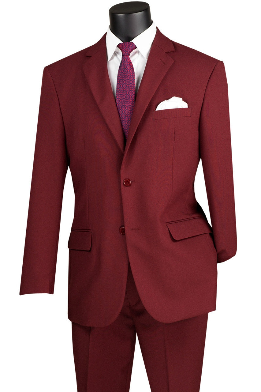 Lucci 2-Button with Flat Front Slacks Budget Suit - Burgundy
