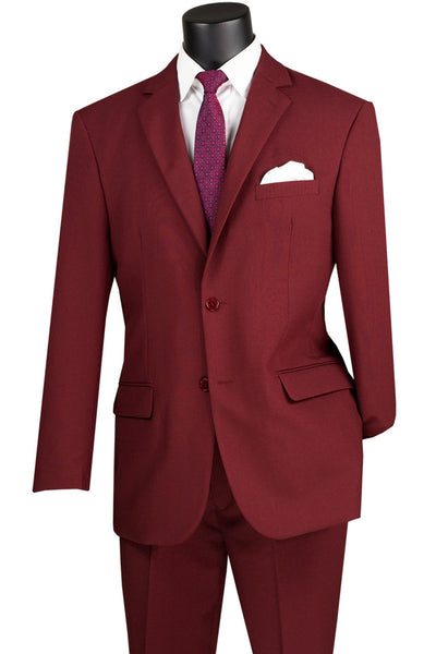 Lucci 2-Button with Flat Front Slacks Budget Suit - Burgundy