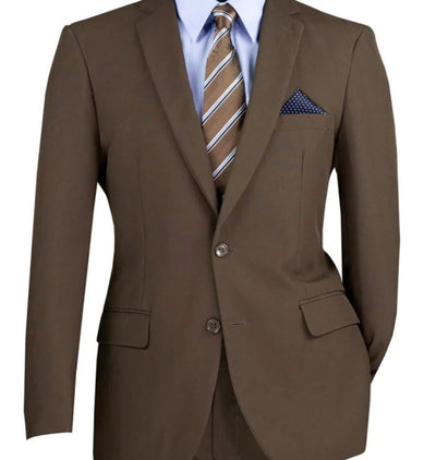 Lucci 2-Button with Flat Front Slacks Budget Suit - Brown