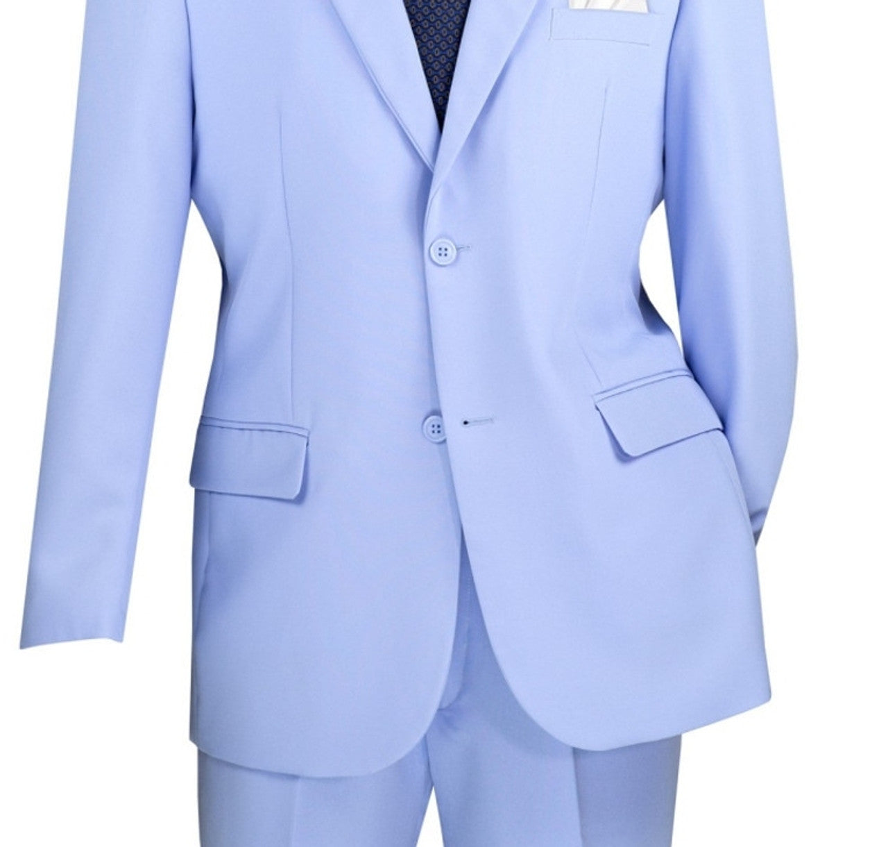 Lucci 2-Button with Flat Front Slacks Budget Suit - Light Blue
