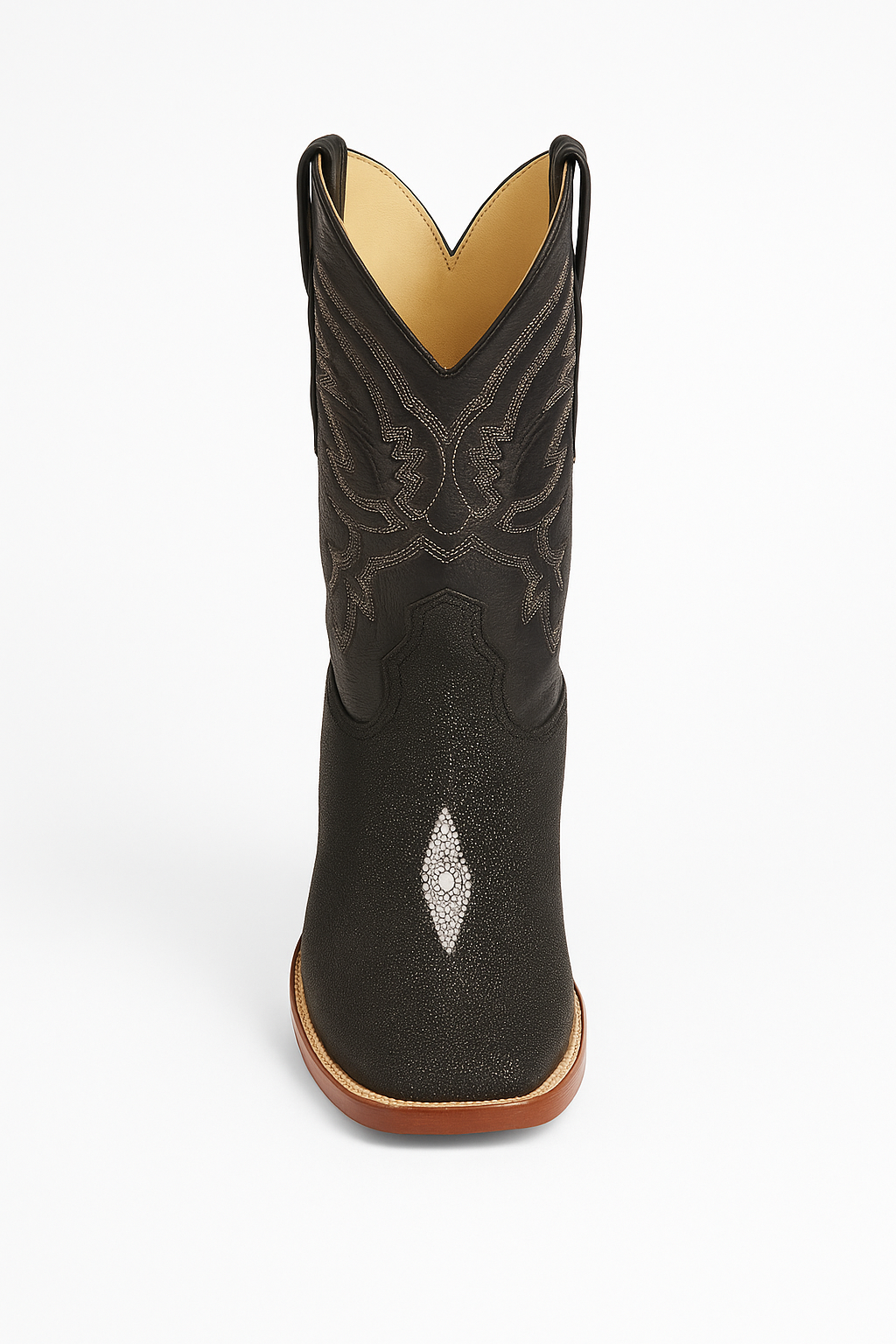 Square Toe Stingray Boots Black