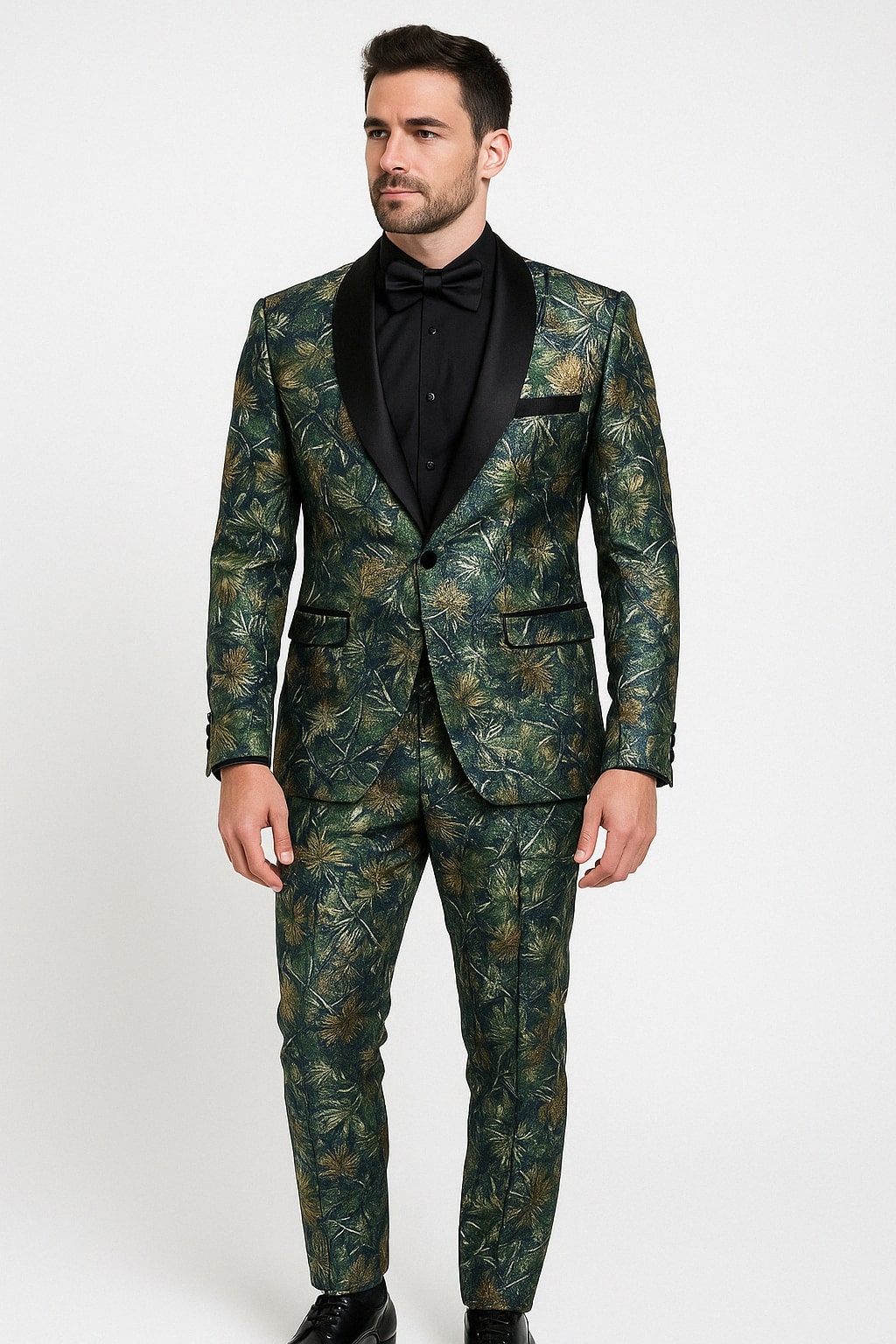 Forest Camo Satin Lapel Tuxedo Blazer