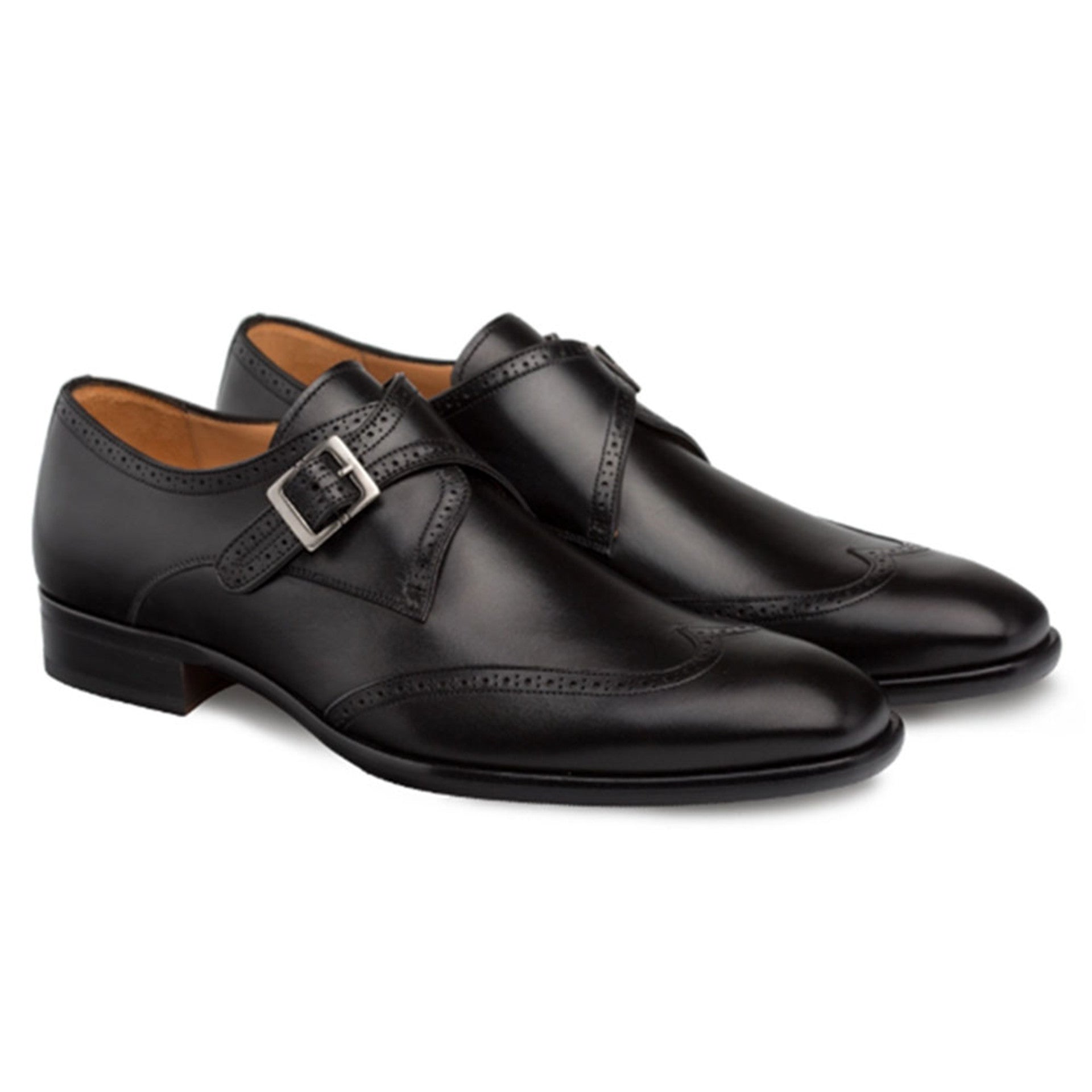 Mezlan Modern Wing Tip Oxford - Black Calfskin