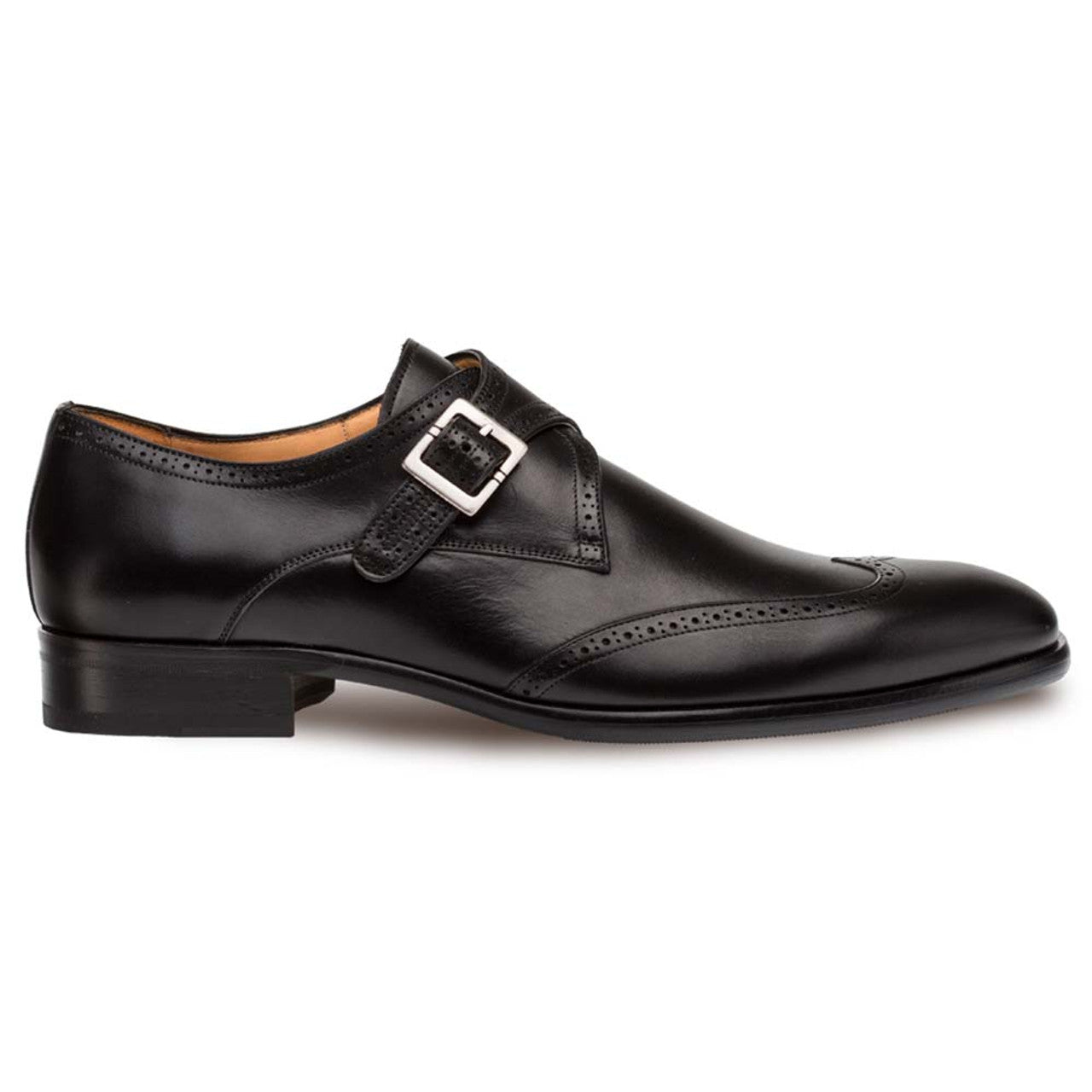 Mezlan Modern Wing Tip Oxford - Black Calfskin