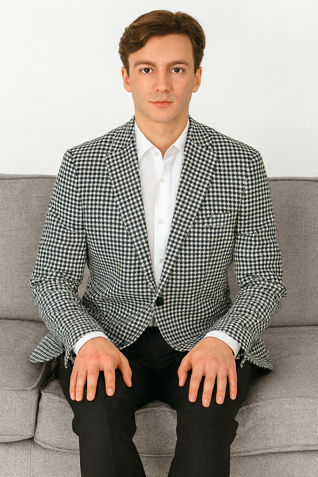 Houndstooth Blazer - Houndstooth Sport Coat - Black and White Checker Jacket