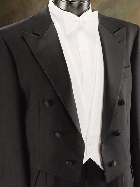 Full Dress 100% Poly Rayon Fabric Super 150'S Tuxedo Tailcoat In Black Color Peak or Collar or Shawl Collar mensusa