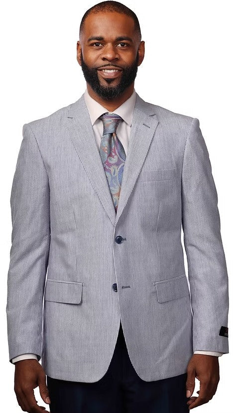 Vitali Navy Seersucker Suit G8006