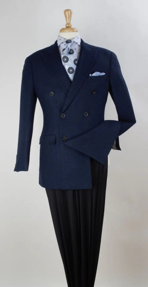 Apollo King Men's Double Breasted Sport Coat Peak Lapel