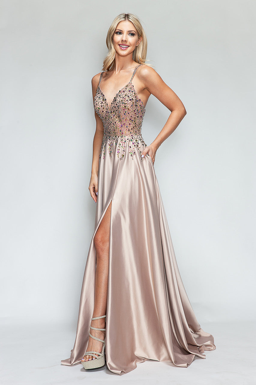Prom Dress V-Neck Spaghetti Strap A-Line Formal Gown By Lenovia 8331-New Collection