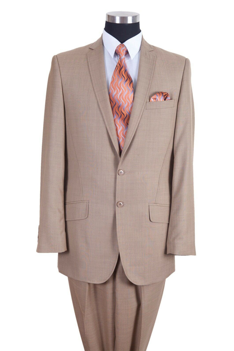 Mens Classic 2PC Pleated Suit with Lapel Stitching