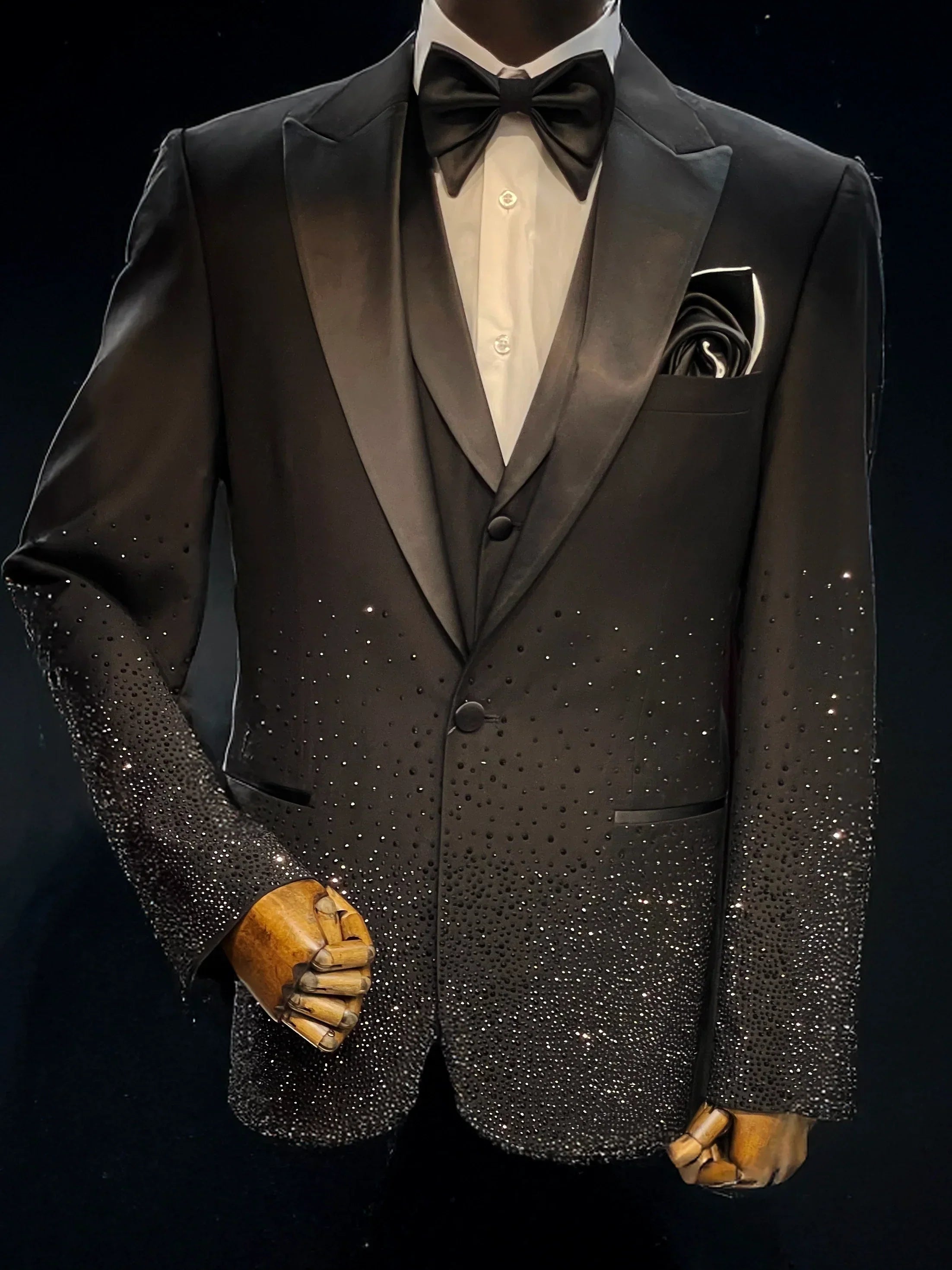 After 6 Black Rhinestone Tuxedo by Rossiman