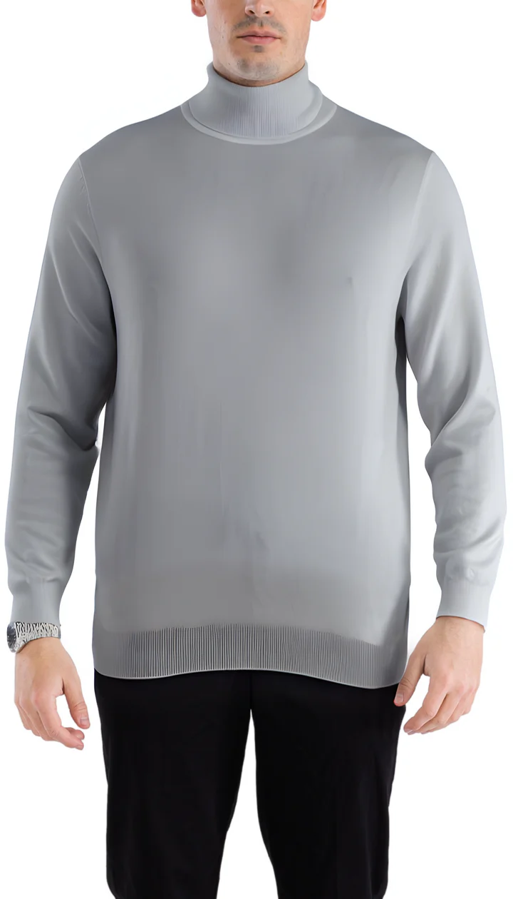 Men's Grey Pullover Turtleneck Sweater