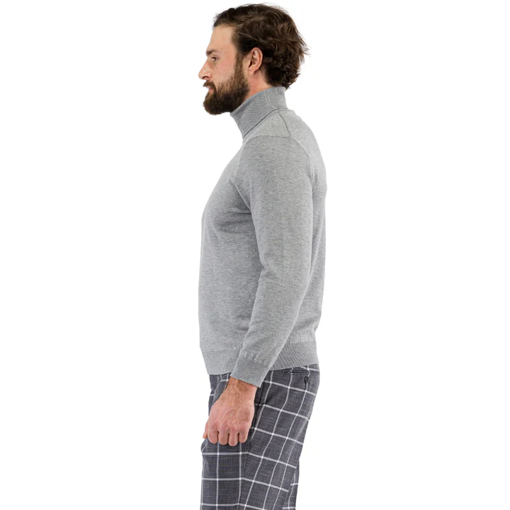 Men's Grey Pullover Turtleneck Sweater