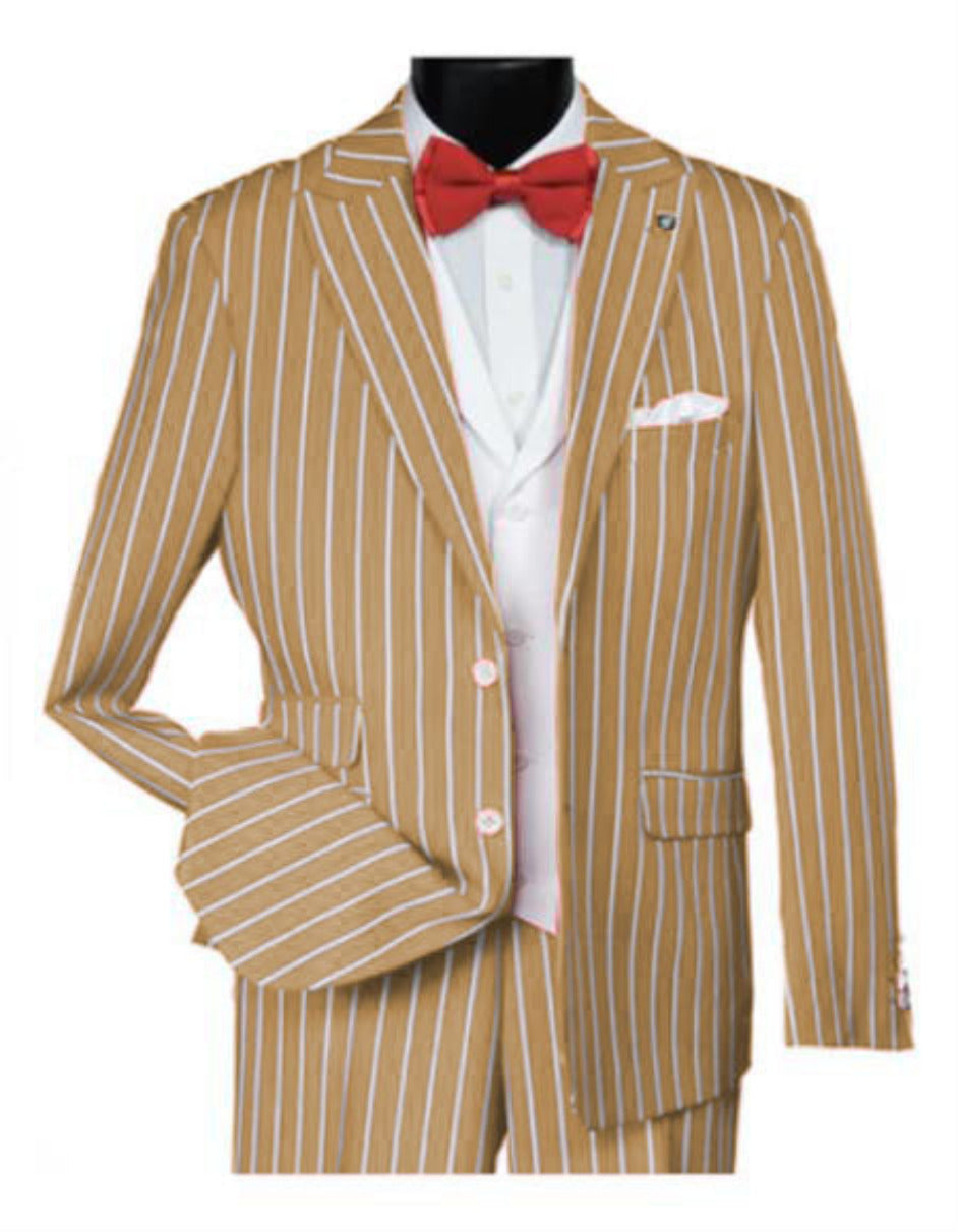 Men's 1920s Champagne Gangster Pinstripe Suit
