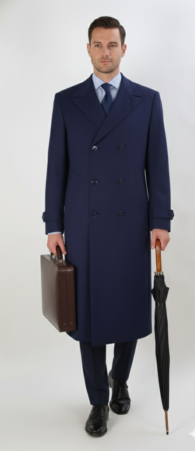 Apollo King Men's Full Length Top Coat Banded Wrists