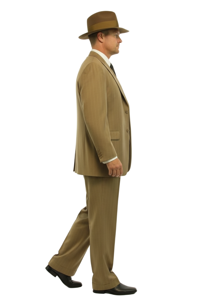 Men's 3 Piece Bold ~ Chalk ~ Gangster Pinstripe ~ Stripe Tan/White Zoot Cheap Priced Business Suits Clearance Sale