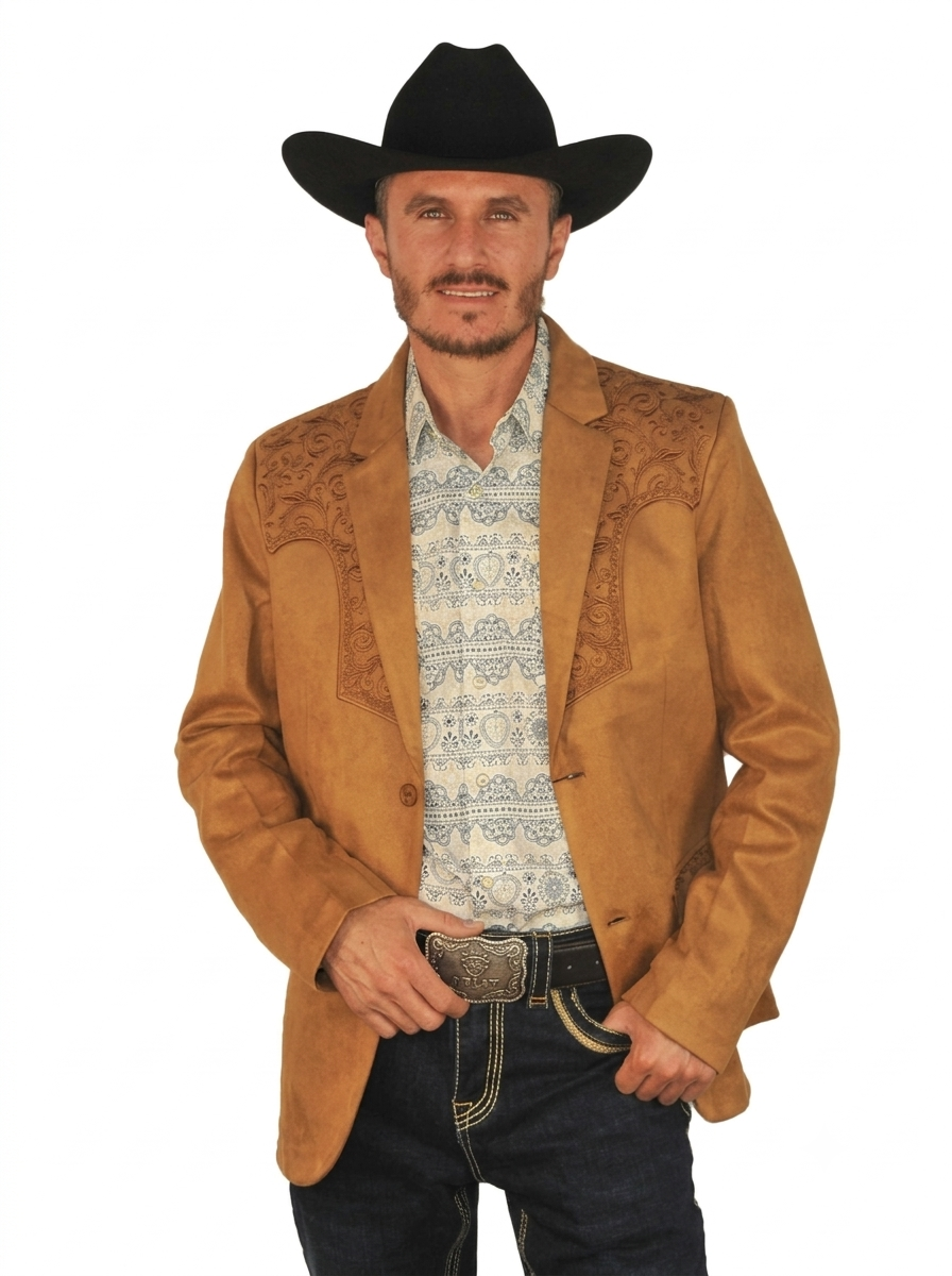 Mens SUEDE Cowboy Blazer Ultra Slim Fit LAM-516 in Color Camel