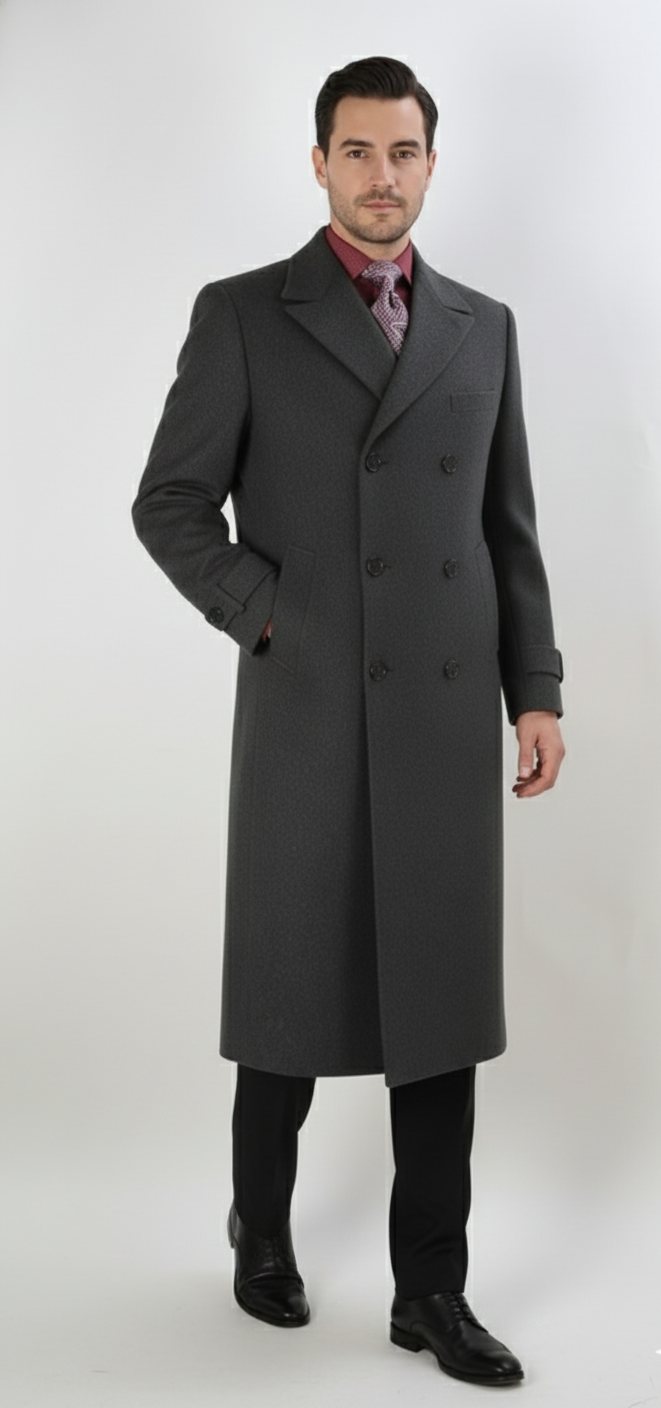 Apollo King Men's Full Length Top Coat Banded Wrists