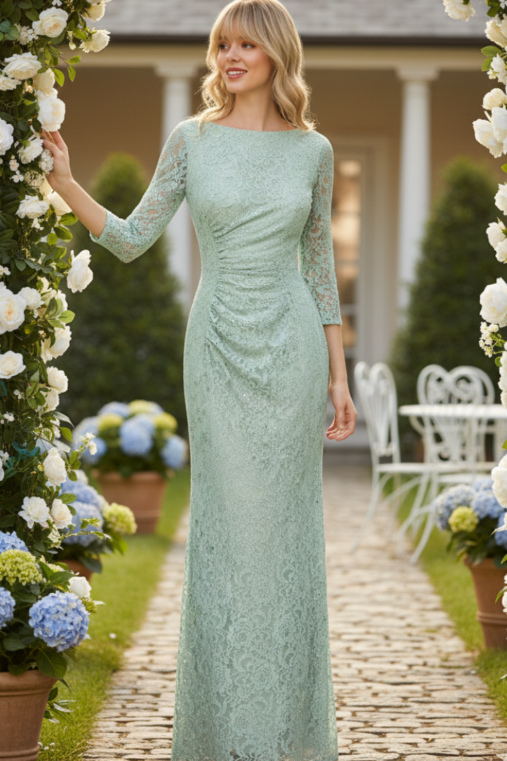 Lenovia 5239 Modest Lace 3/4 Sleeve Mother of the Bride Formal Gown-New Collection