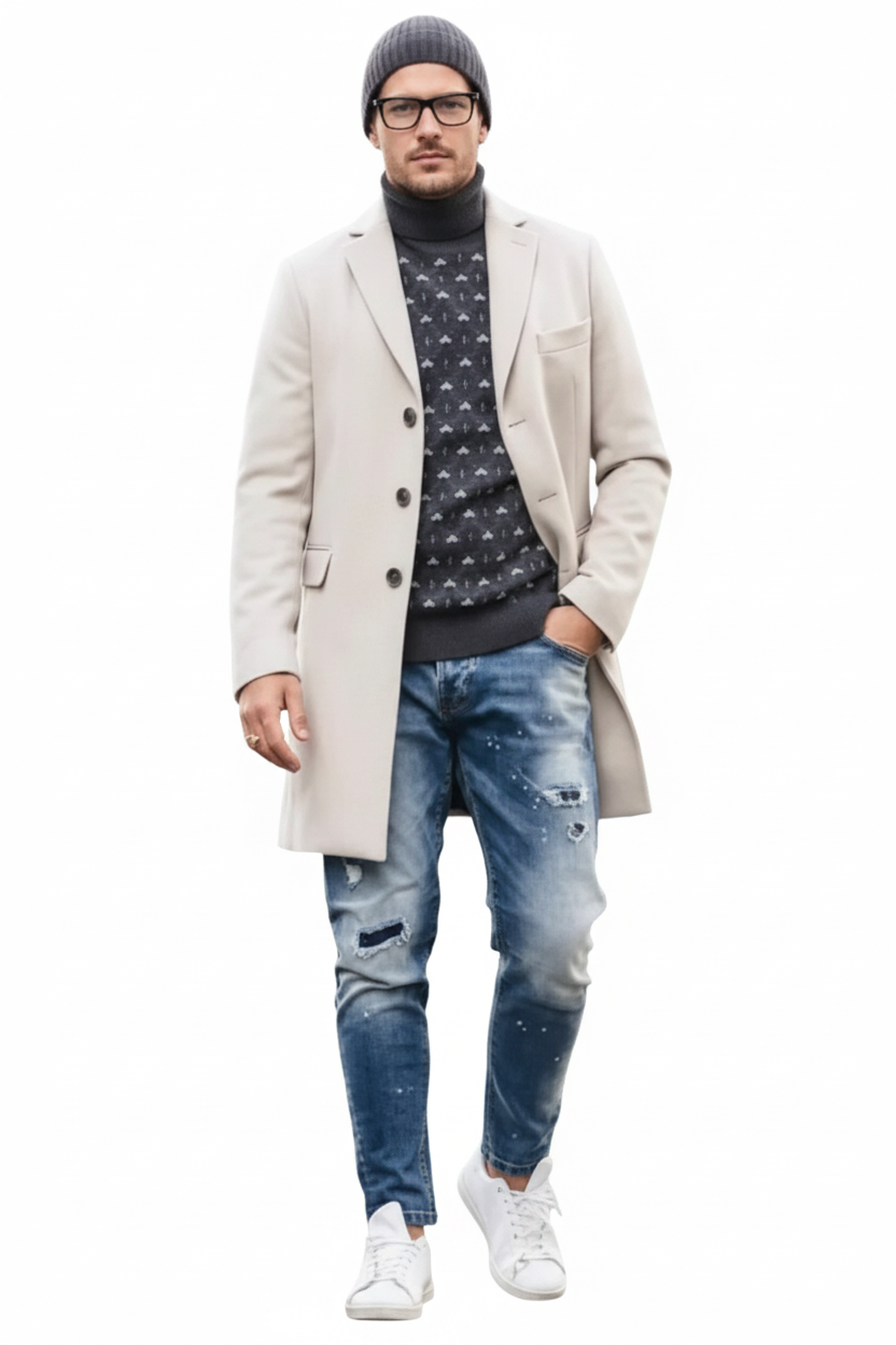 Light Tan Wool Carcoat - Beige Sand Overcoat