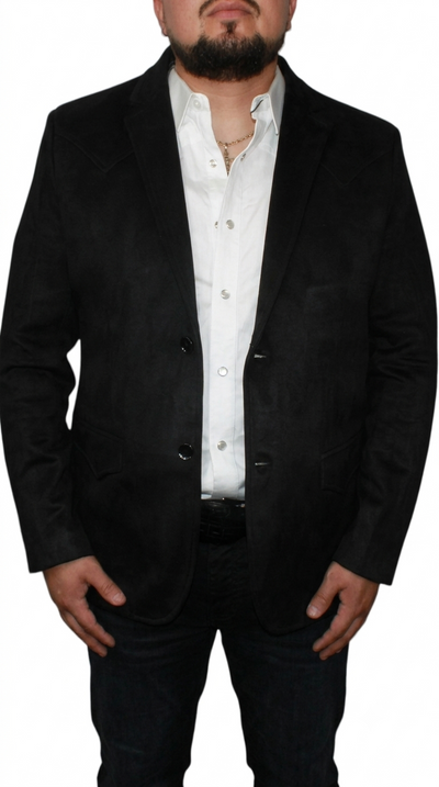 Mens SUEDE Cowboy Blazer Ultra Slim Fit LAM-510 in Color Black