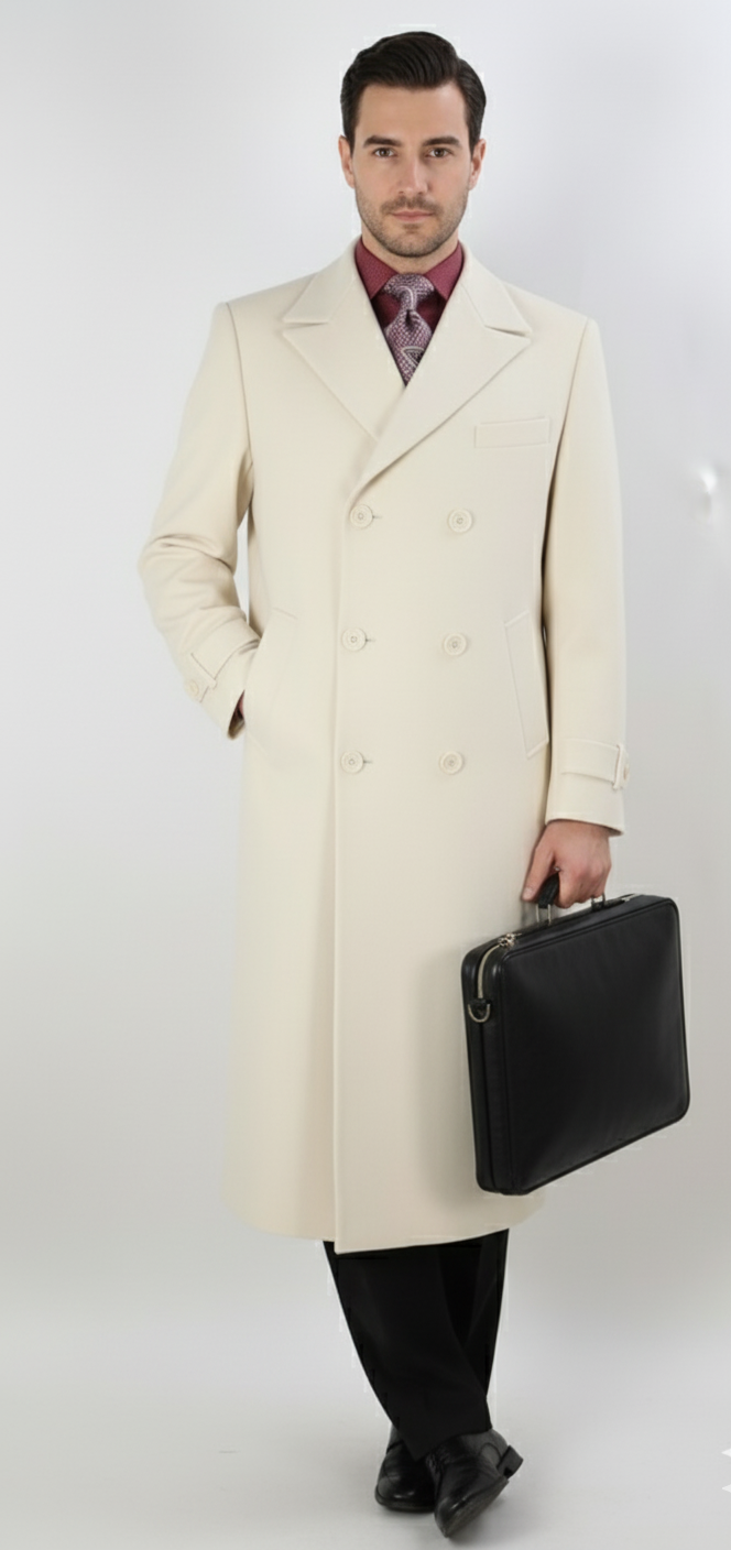 Apollo King Men's Full Length Top Coat Banded Wrists