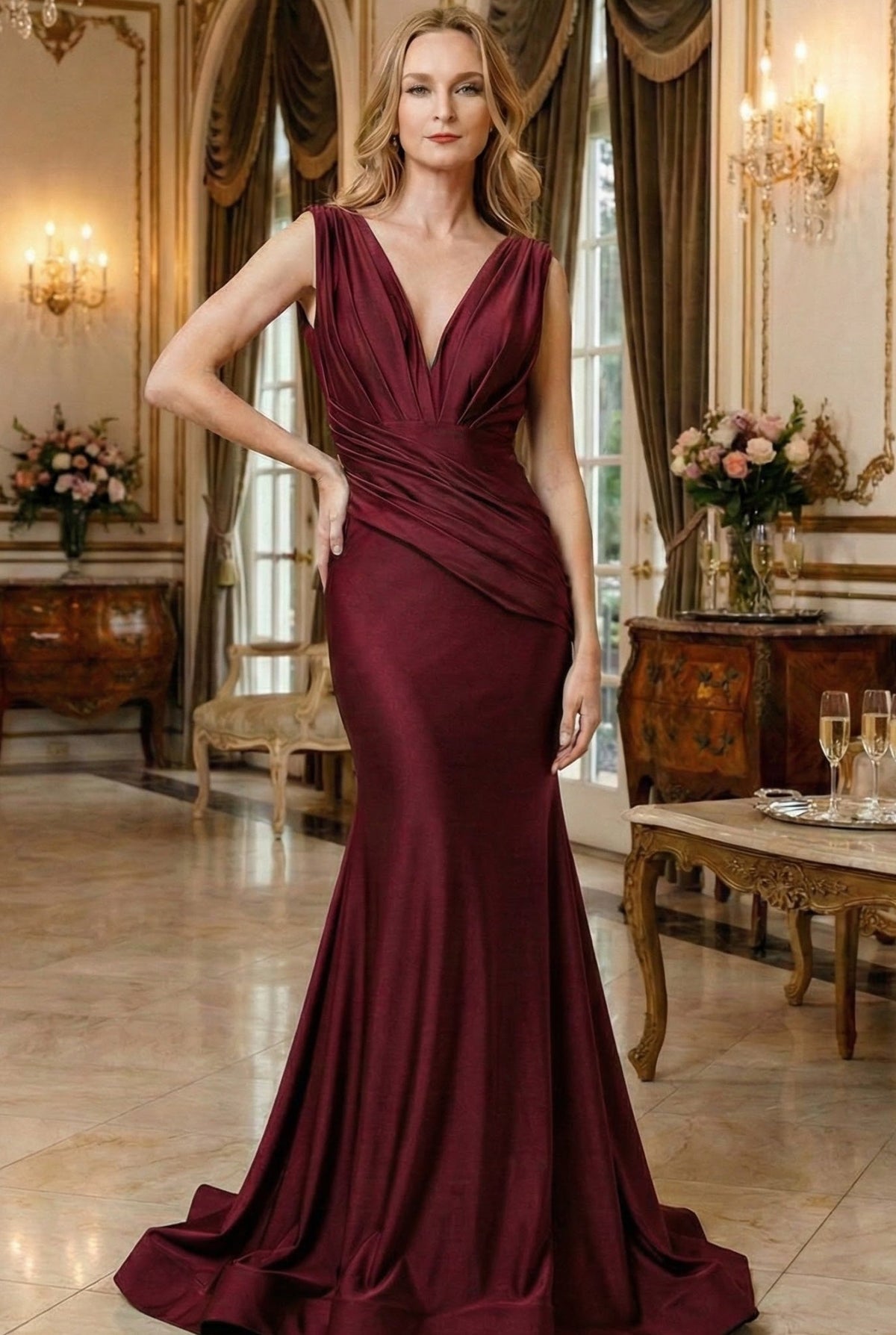 Amelia Couture 370 Sleeveless Bodycon Stretchy Bridesmaids Dress