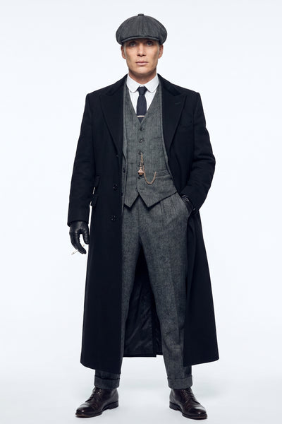 Menβs Black Peaky Blinders Full-Length Overcoat β Thomas Shelby Inspired Vintage Wool Coat