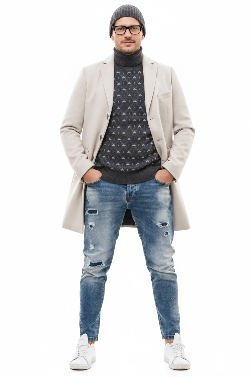 Light Tan Wool Carcoat - Beige Sand Overcoat