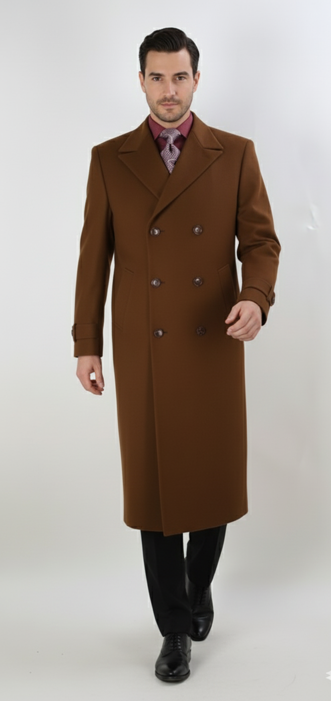 Apollo King Men's Full Length Top Coat Banded Wrists