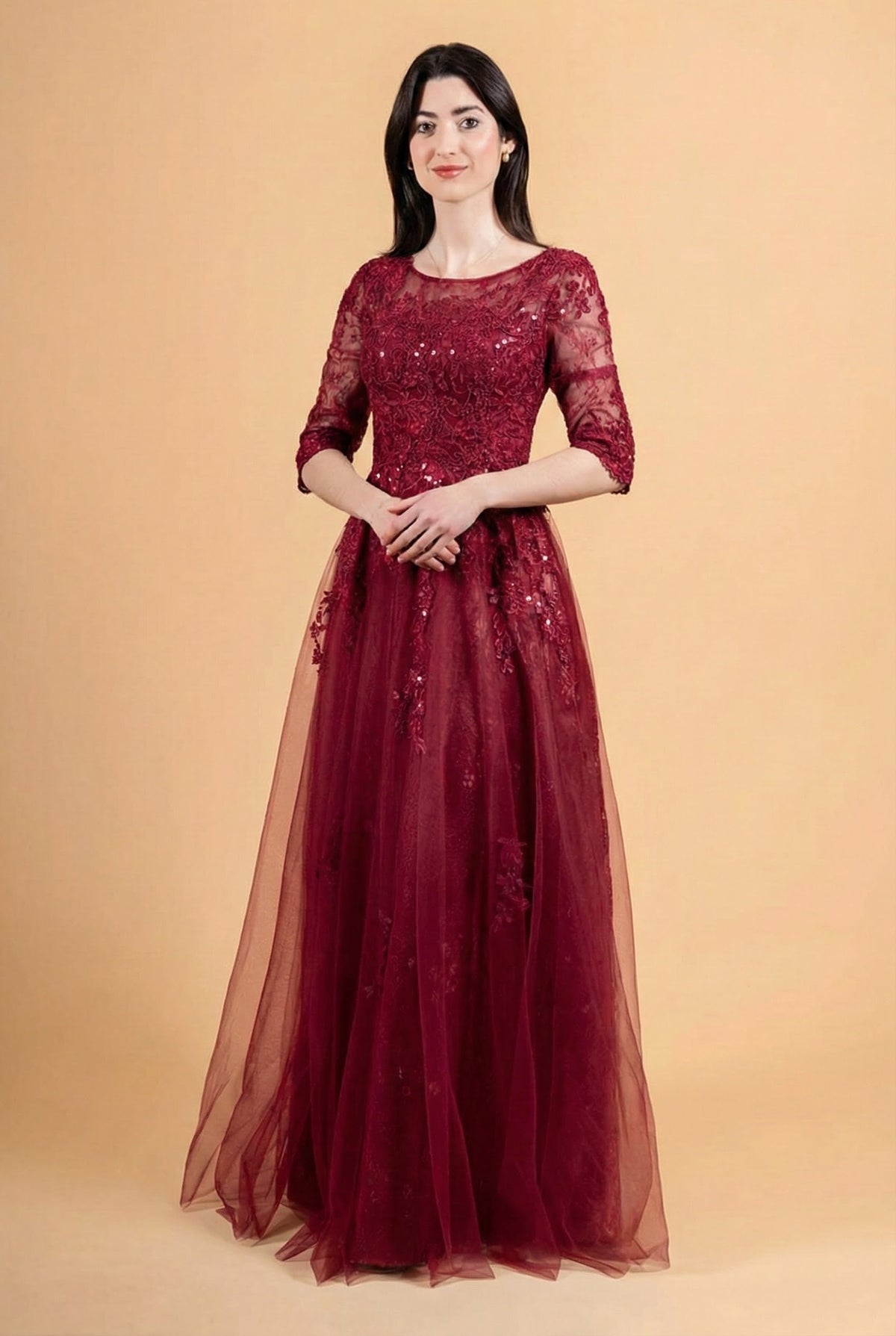 Lace 3/4 Sleeve Mother of the Bride Dress A-line Formal Evening Gown by Elizabeth K GL3629