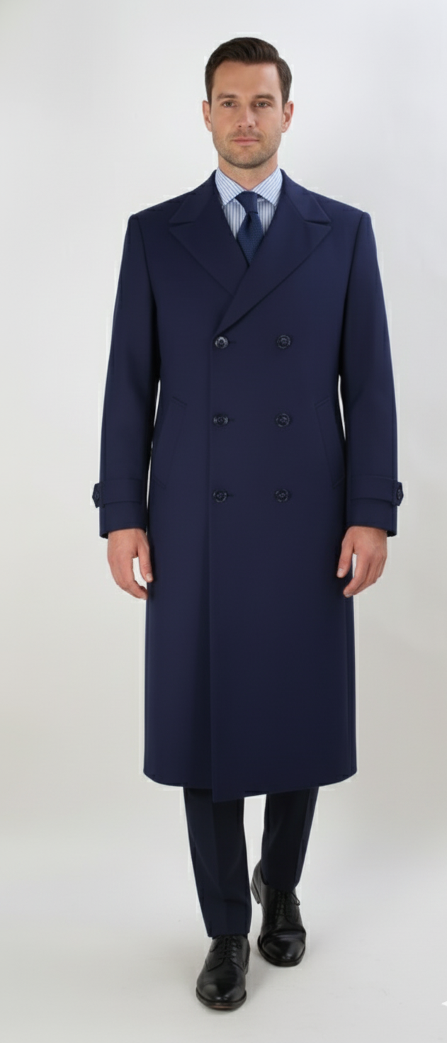 Apollo King Men's Full Length Top Coat Banded Wrists