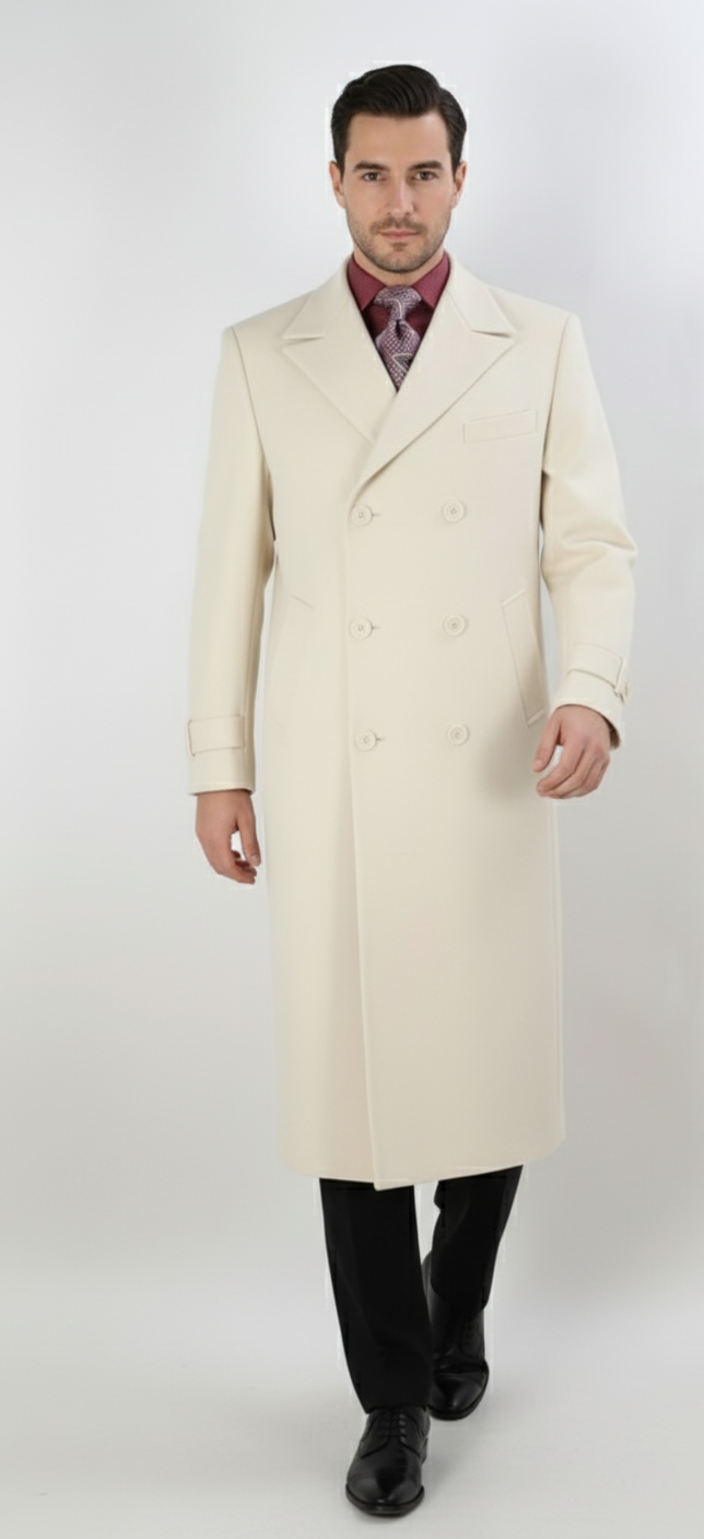 Apollo King Men's Full Length Top Coat Banded Wrists