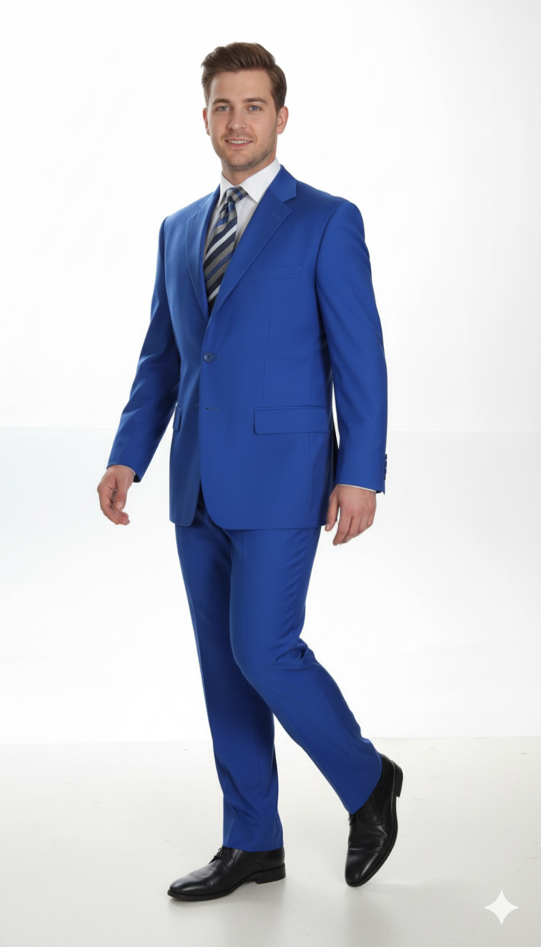 Men's Two Button Dress Cheap Priced Business Suits Clearance Sale for Men Royal Blue Jacket Blazer + Pants