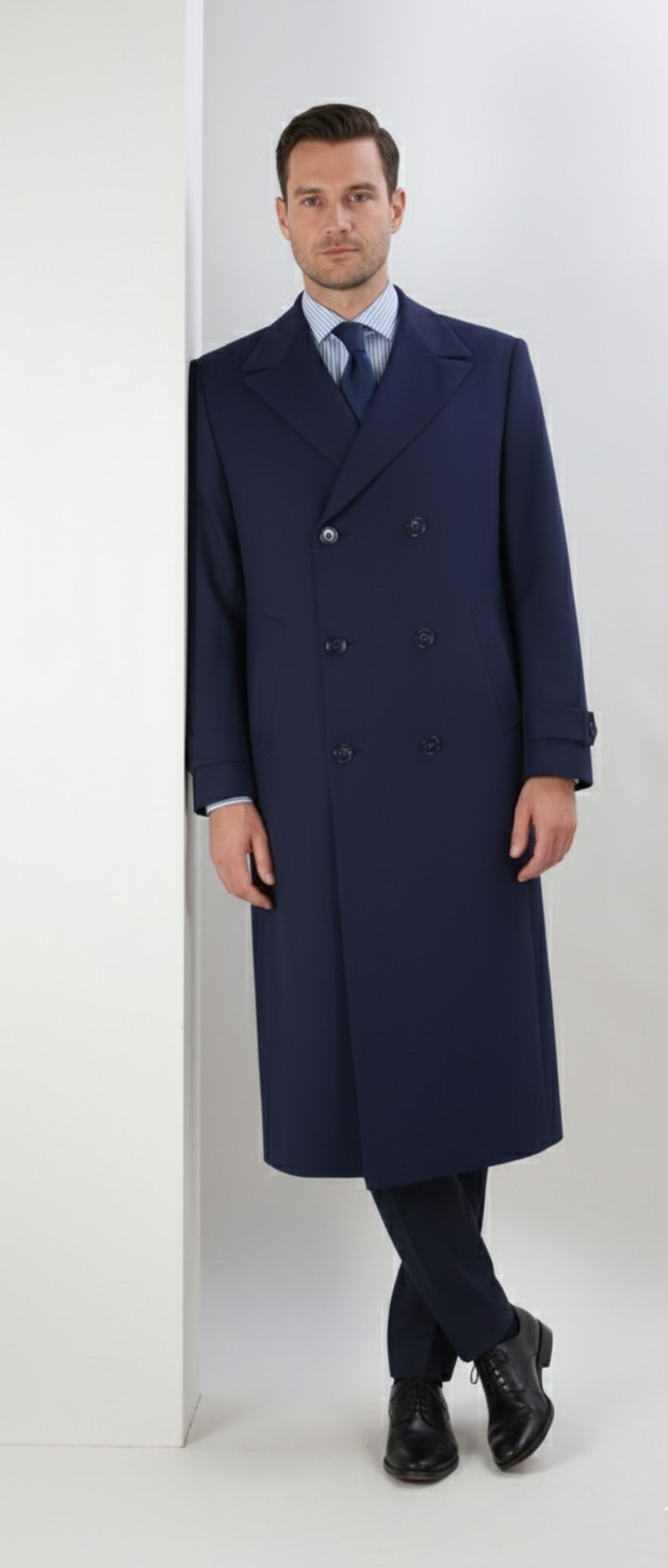 Apollo King Men's Full Length Top Coat Banded Wrists