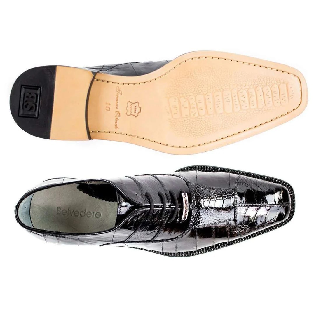 Belvedere Black Ostrich & Eel Oxfords