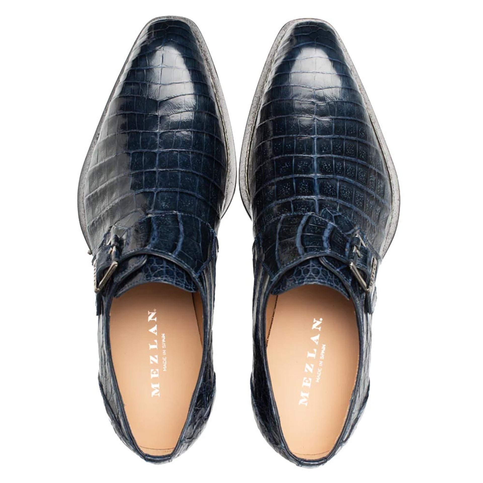 Gigolo Blue Crocodile Monk-Strap Loafers by Mezlan