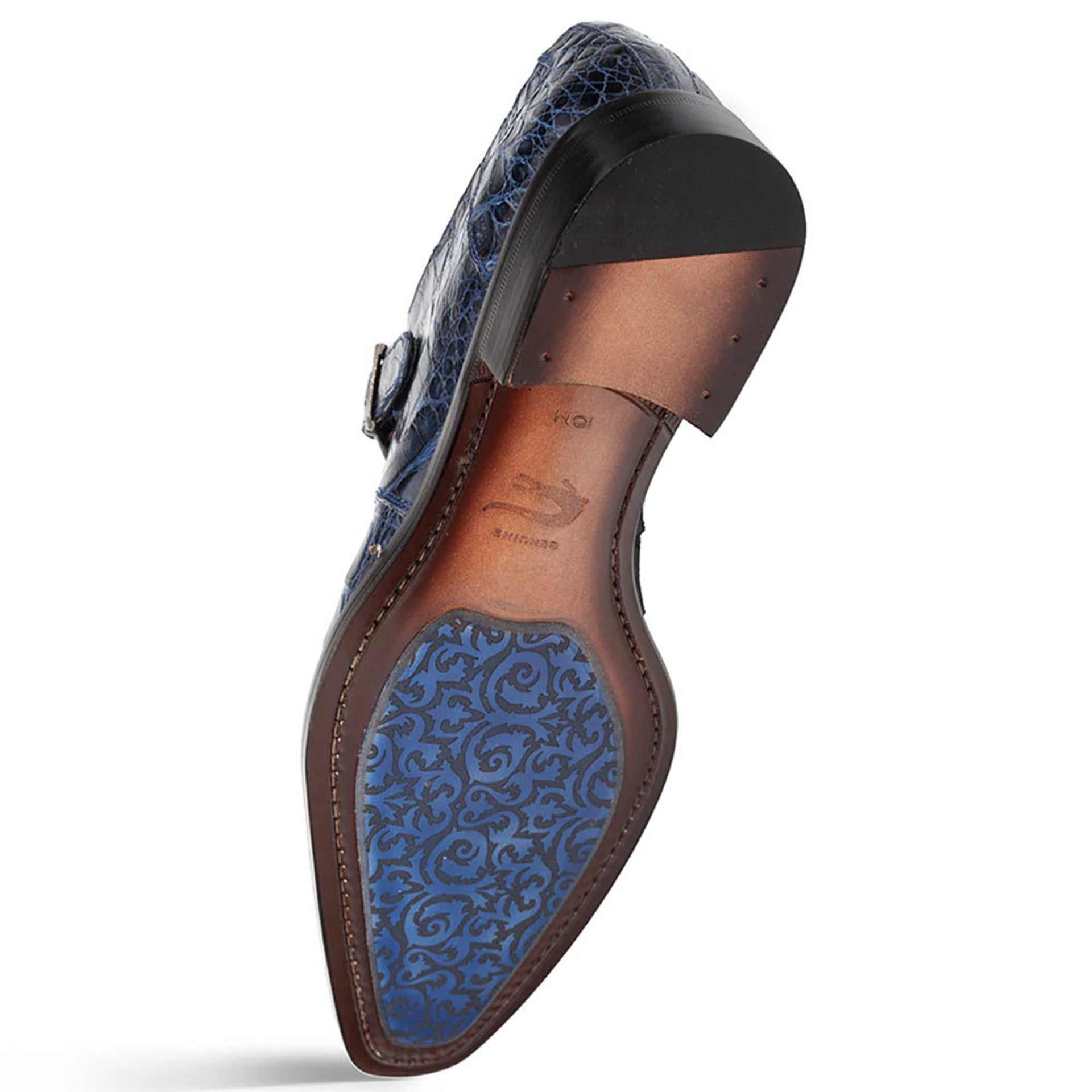 Gigolo Blue Crocodile Monk-Strap Loafers by Mezlan