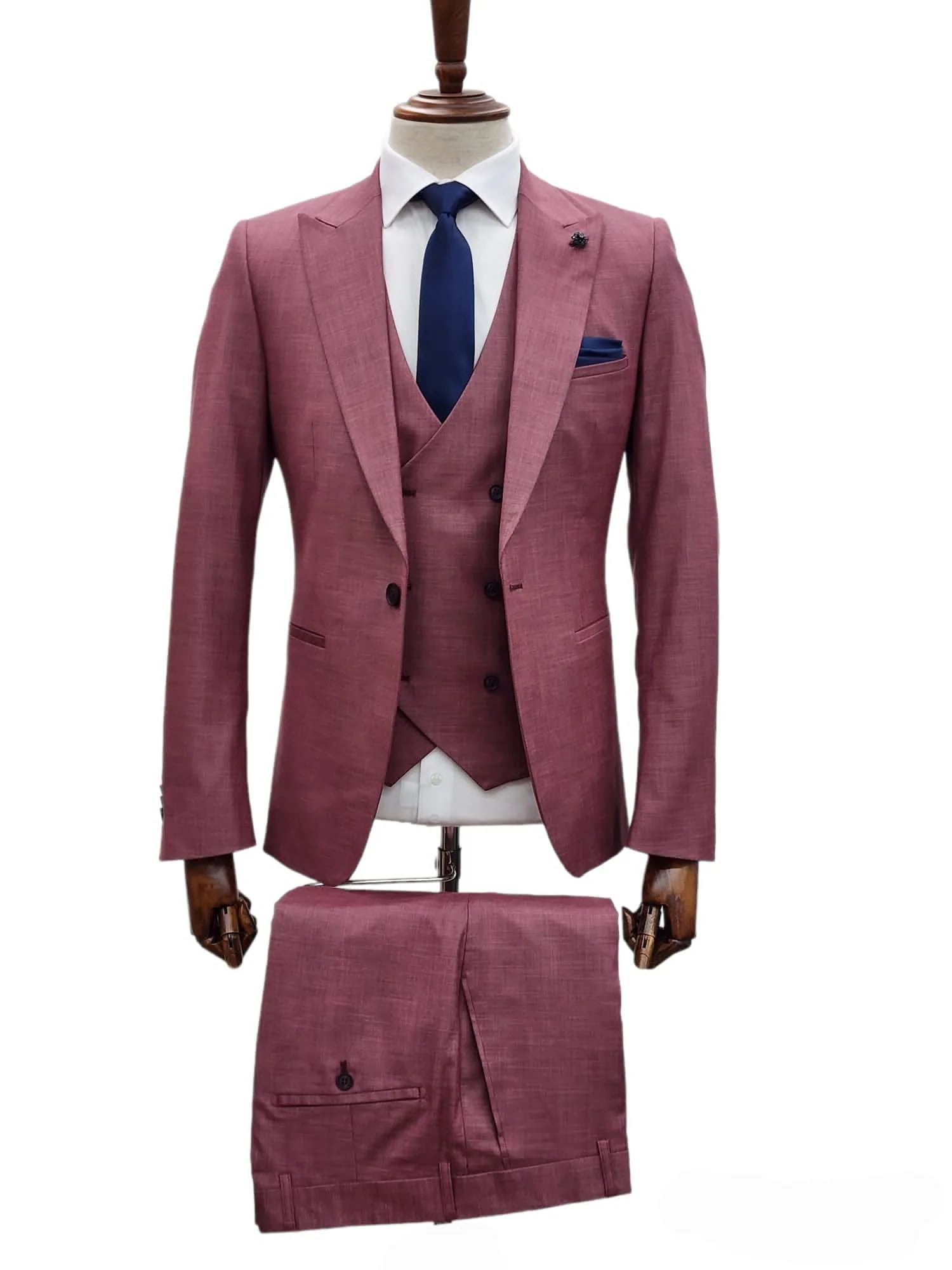 Giovanni Testi 3-Piece Grape Peak Lapel Suit