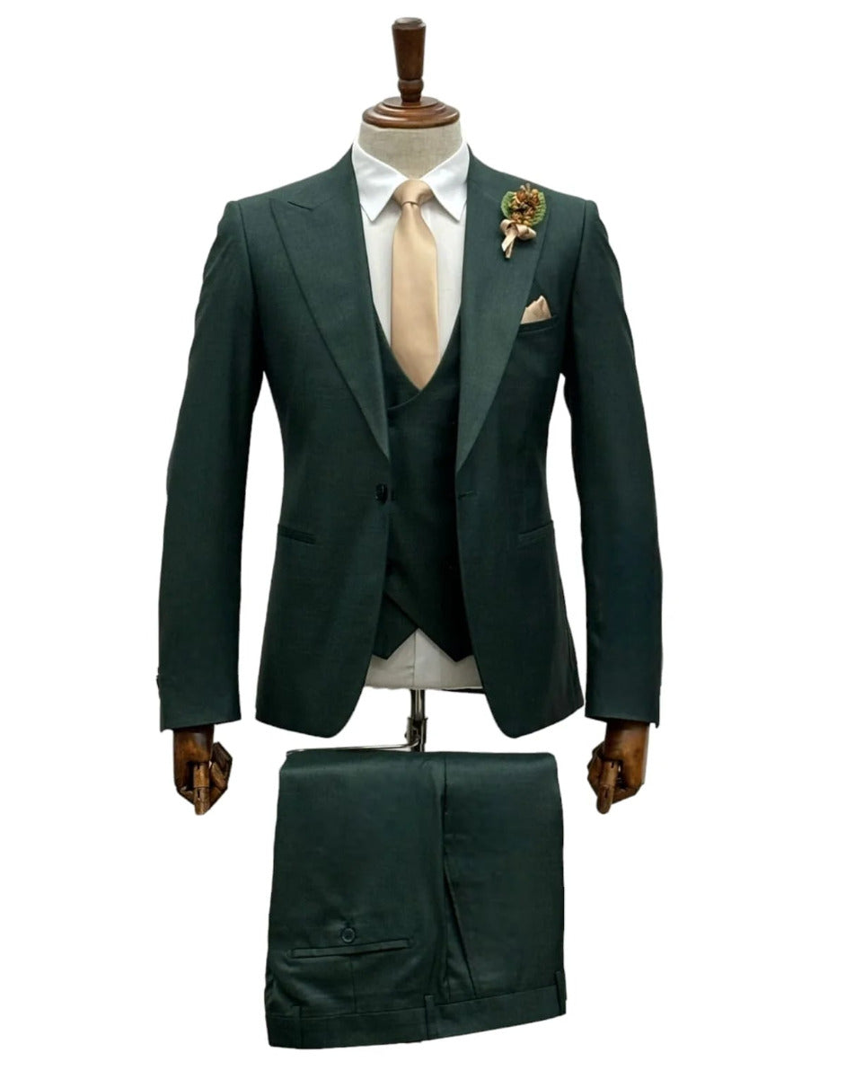 Hunter Green Double Breasted 3-Piece Suit