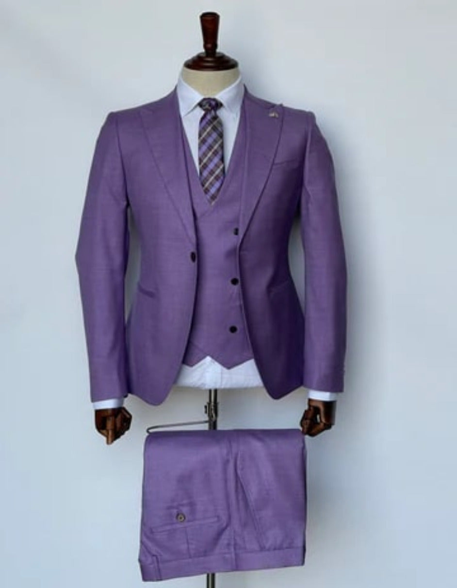 Lavender 3-Piece Giovanni Testi Suit with Vest
