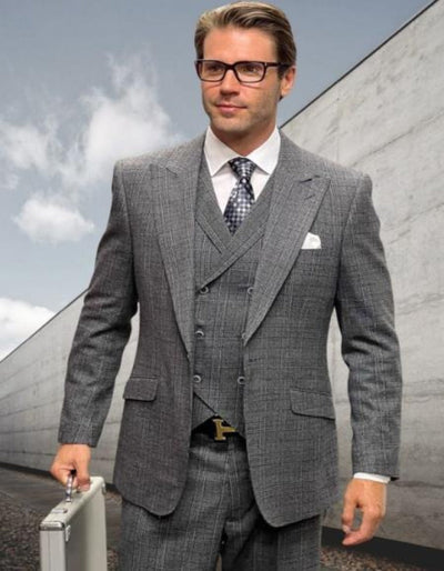 Glen Plaid Tweed Wool Suit - Vintage Style