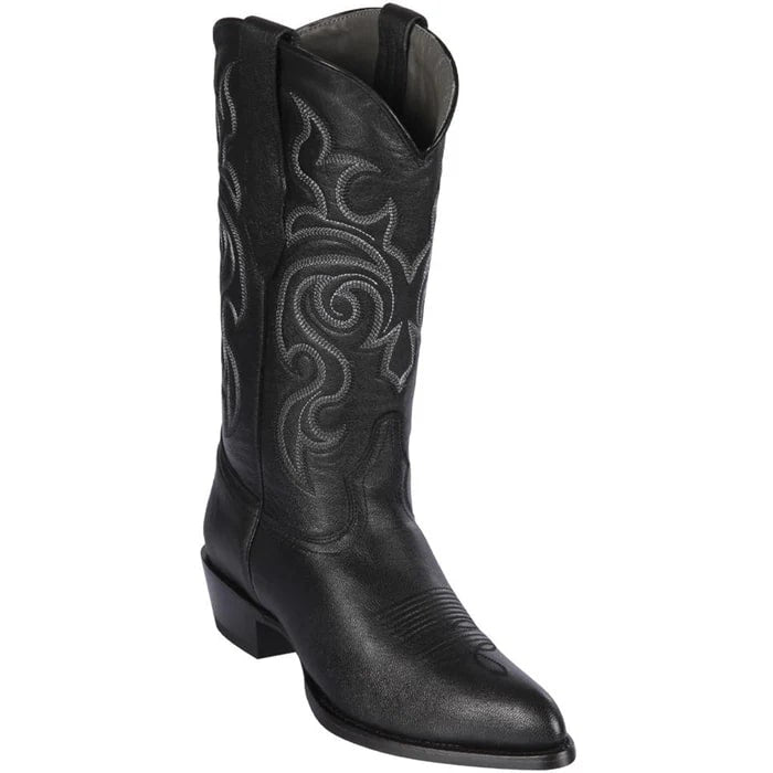 J Toe Cowboy Boots - J Toe Western Boots - Los Altos Boots - Mens Dress Cowboy Boot - Low Priced Goat Black Cowboy Boots J-Toe- in Black