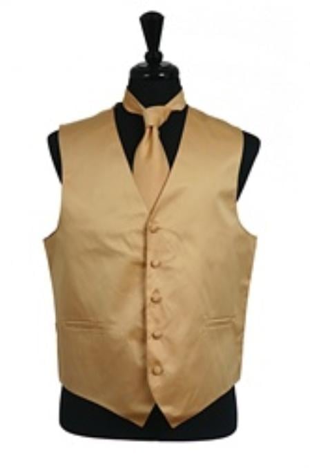 Dress Tuxedo Wedding Vest ~ Waistcoat ~ Waist coat Tie Set Gold Buy 10 of same color Tie For $25 Each-Men's Neck Ties - Mens Dress Tie - Trendy Mens Ties