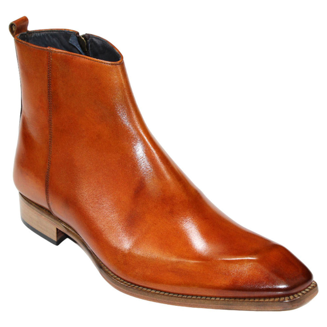 Duca Romano Gold Cognac Burgundy Italian Calfskin Boots