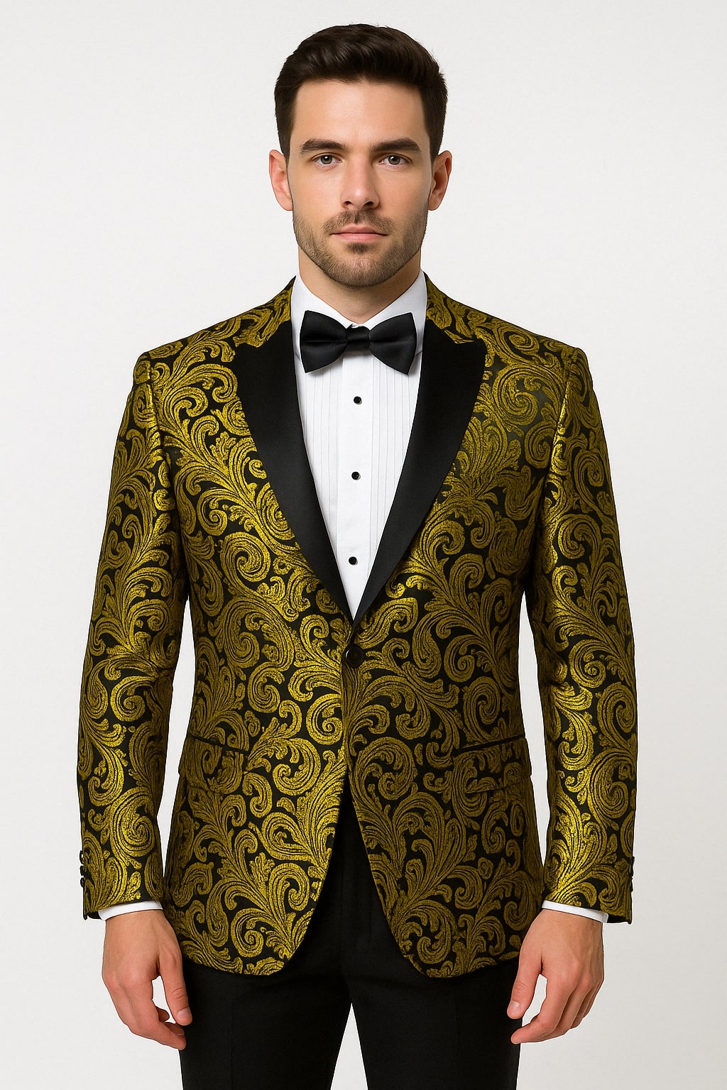 Gold Paisley Tuxedo Blazer & Bow Tie Set