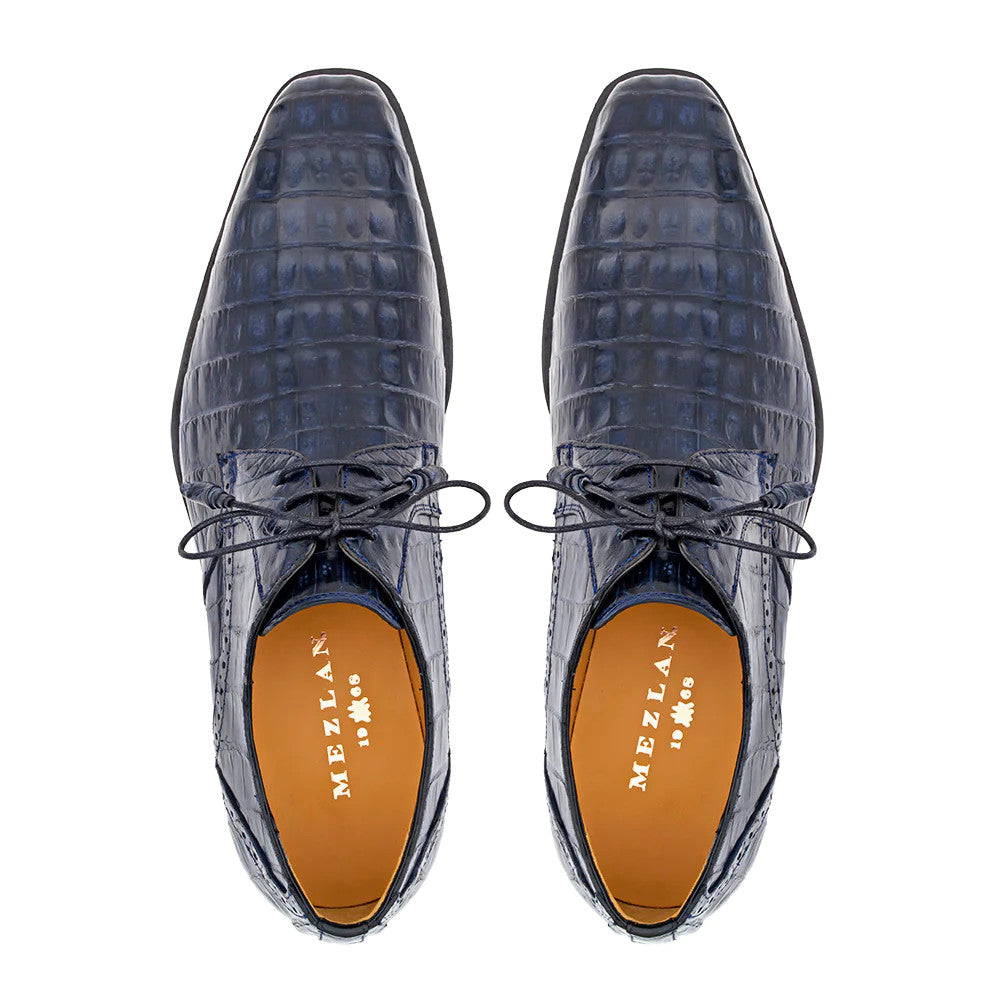 Golfo Plain Toe Crocodile Derby by Mezlan