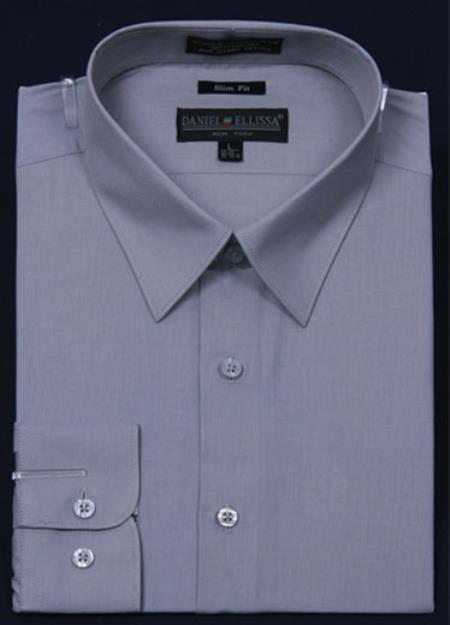 Affordable Clearance Cheap Mens Dress Shirt Sale Online Trendy - Slim Fit Gray Color Men's Dress Shirt