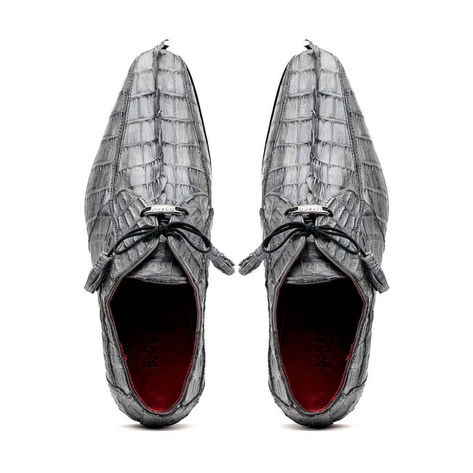 Marco Di Milano Gray Hornback Crocodile Derby Oxfords